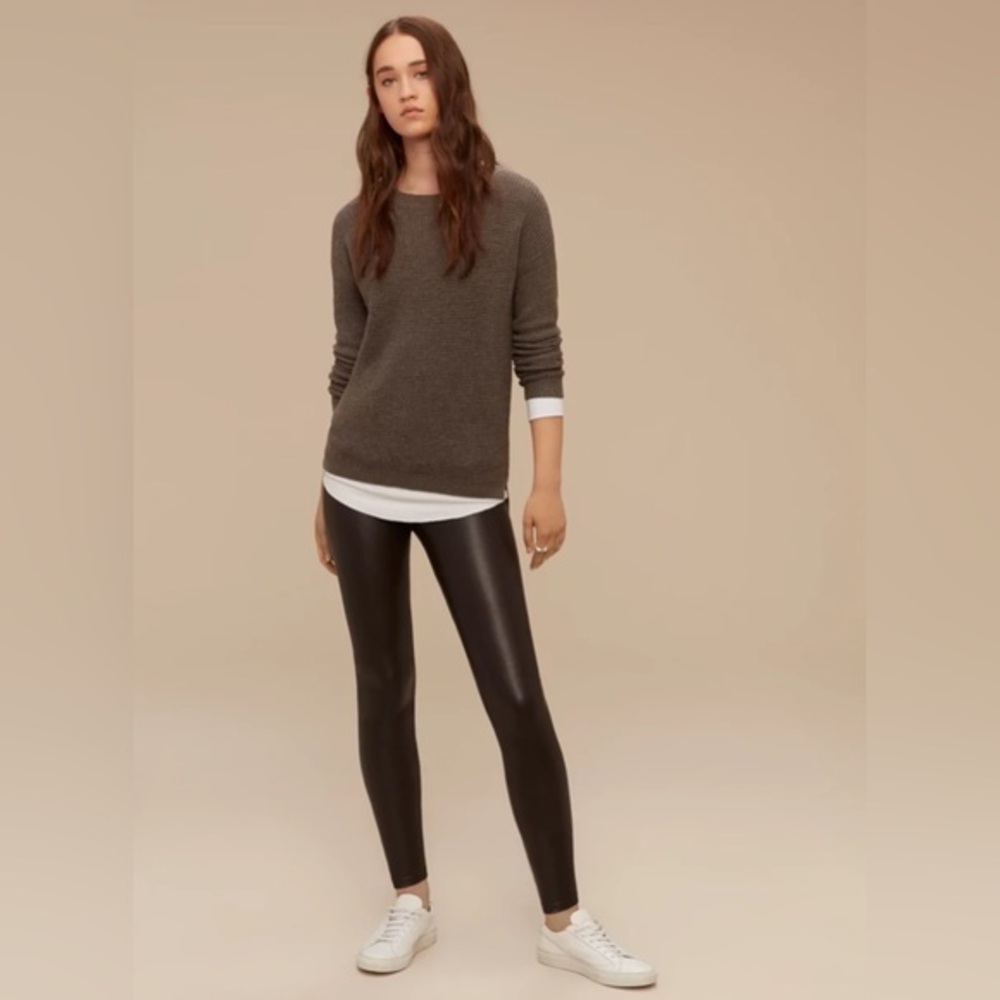 Aritizia Wilfred Free Daria Black Faux Vegan Leather High Waist Leggings Small S
